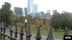 Boston Common is situated on 50 acres in the center of the city, in Boston, Massachusetts, November 7, 2023. (Photo by Adam Greenbaum/VOA)
