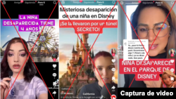 Videos con información falsa que circulan en TikTok sobre una niña desaparecida en Disneyland California.