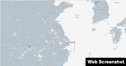 제재 대상 유조선 유선호가 현지시각 28일 오후 중국 해역을 떠나 북상하는 모습. 자료=MarineTraffic