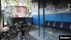 The Salomon police commissary, which was burned by gang members, is pictured as the government said it would extend a state of emergency for another month after an escalation in violence in the country, in Port-au-Prince, Haiti, March 7, 2024.