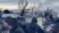 In this photo taken from video released by Russian independent news outlet SOTA telegram channel on Jan. 17, 2024, Russian police clash with protesters in Baymak, Bashkortostan, a region spread between the Volga River and the Ural Mountains, Russia.