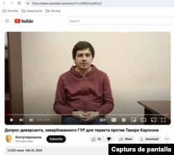 Captura de pantalla​ del canal de YouTube Kontrterrorism donde apareció el video original de la supuesta confesión de un hombre sobre el complot para asesinar a Tucker Carlson.