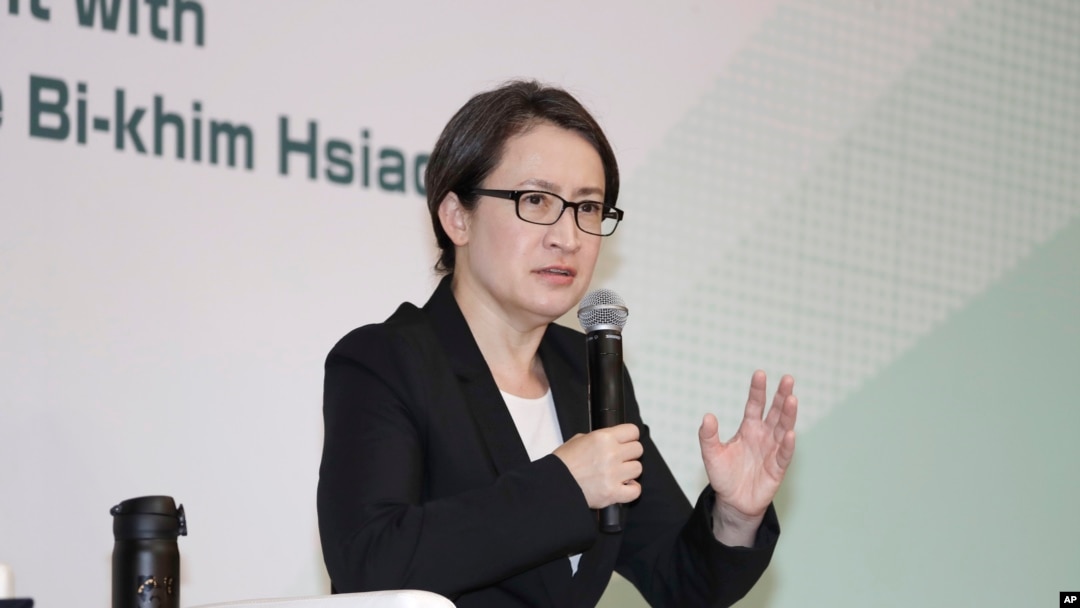 资料照：台湾当选副总统、前驻美代表萧美琴在台北与媒体见面。（2023年11月23日）