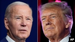 Kombinasi foto: Presiden Joe Biden di Salt Lake City, 10 Agustus 2023 (kiri), dan mantan Presiden Donald Trump di Las Vegas, 8 Juli 2023. (AP)