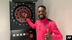 FILE - Athletic Club's forward Inaki Williams poses for a photo during an interview for The Associated Press in Barcelona, Spain, Friday, Dec. 29, 2023.