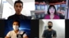 Myanmar residents in Tel Aviv during a Zoom interview. Clockwise from left, Jacob Benjamin, Ingyin Naing of VOA, Khun Aung and Win Ko. 