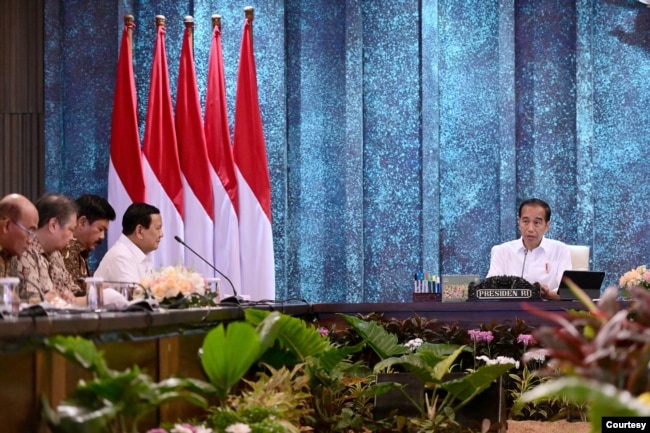 Presiden Jokowi dalam sambutannya di Sidang Kabinet Paripurna perdana di IKN, 12 Agustus 2024, menyatakan bahwa pembangunan ibu kota negara baru di Nusantara diperlukan untuk pemerataan ekonomi dan populasi. (Biro setpres)