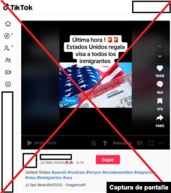 Captura de desinformación en TikTok.