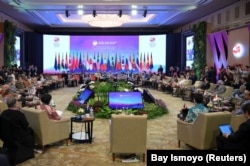 Para Menlu menghadiri Forum Regional ASEAN ke-30 Pertemuan Menteri Luar Negeri ASEAN di Jakarta, 14 Juli 2023. (Foto: BAY ISMOYO/Pool via REUTERS)