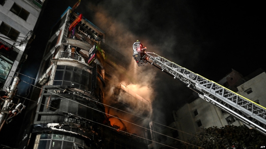 Health authorities said at least 43 people were killed after a fire raced through a 7-story building in Dhaka, Bangladesh, Feb. 29, 2024.