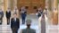 Japanese Prime Minister Fumio Kishida, left, and Emirati President Sheikh Mohammed bin Zayed Al-Nahyan attend a reception for the Japanese leader at Qasr Al Watan in Abu Dhabi, United Arab Emirates, July 17, 2023. 