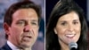 FILE - This combination of photos shows Republican presidential candidates, Florida Governor Ron DeSantis, and former U.S. Ambassador to the U.N. and South Carolina Governor Nikki Haley. 