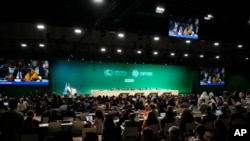 People attend the opening session at the COP28 U.N. Climate Summit on Thursday, November 30, 2023, in Dubai, United Arab Emirates. 