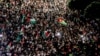 Demonstrators gather outside the Israeli Embassy in Amman, Jordan, Oct. 18, 2023 to show solidarity with the Palestinians of the Gaza Strip.