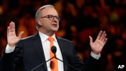 FILE - Australian Prime Minister Anthony Albanese gestures during an event in Sydney on May 23, 2023. He is making his first official visit to New Zealand on Wednesday.