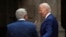 FILE - President Joe Biden and Mexican President Andres Manuel Lopez Obrador chat prior to having the official photo taken during the North America Summit, at the National Palace in Mexico City, Jan. 10, 2023