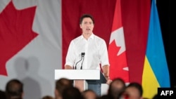 FILE — Canada's Prime Minister Justin Trudeau speaks in Toronto, Ontario, Sept. 22, 2023. Trudeau later apologized that Canada's Speaker of the House, Anthony Rota, had praised a veteran who served in a Nazi SS unit. The speaker has since stepped down.