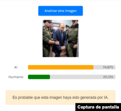 Resultados de Is It AI? sobre la imagen de Putin.