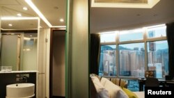 ภาพจากห้องนั่งเล่นของ BeLIVING Youth Hub โฮสเตลคนรุ่นใหม่ โดยหน่วยงาน Hong Kong United Youth Association ในฮ่องกง 27 มีนาคม 2023