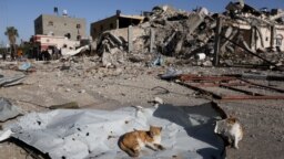 Rumah-rumah yang hancur akibat serangan Israel selama konflik, di tengah gencatan senjata sementara antara Hamas dan Israel, di Khan Younis di selatan Jalur Gaza, 24 November 2023. (Foto: REUTERS/Ibraheem Abu Mustafa)
