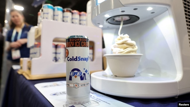 A ColdSnap machine, which makes ice cream in two minutes from shelf-stable pods is demonstrated at the CES Unveiled press event in Las Vegas, Nevada, U.S. January 7, 2024. (REUTERS/Steve Marcus)