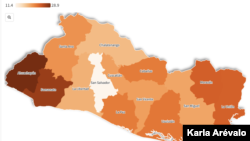 Mapa de embarazos en niñas y adolescentes de El Salvador