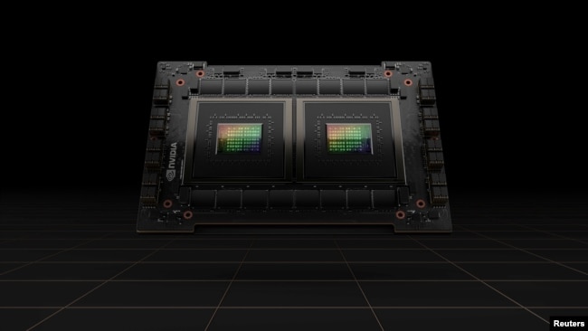 Nvidia's new Grace CPU Superchip unveiled at the chipmaker's AI developer conference is seen in this undated handout image obtained by Reuters. (Nvidia/Handout via REUTERS)