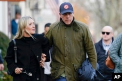 FILE - Hunter Biden walks with his wife, Melissa Cohen, as they visit shops in Nantucket, Mass., Nov. 24, 2023.