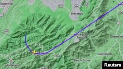 Vị trí máy bay Cessna rơi tại Virginia.