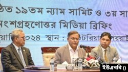 পররাষ্ট্র মন্ত্রণালয়ে সাংবাদিকদের সঙ্গে বাংলাদেশের পররাষ্ট্রমন্ত্রী ড. হাছান মাহমুদ। ২৩ জানুয়ারি, ২০২৪। 