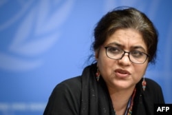 FILE - Sara Hossain attends a fact-finding presentation at the United Nations Offices in Geneva, Feb. 28, 2019.