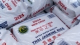 Thai Jasmine Rice products are seen on the shelf at a grocery store in California.