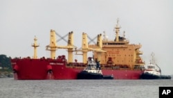 The bulk carrier Gibraltar Eagle is seen off Kristiansand, Norway, June 29, 2023. Houthi rebels fired a missile striking the U.S.-owned ship Jan. 15, 2024, just off the coast of Yemen in the Gulf of Aden.