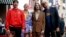 FILE - Anthony Kiedis, from left, Flea, John Frusciante and Chad Smith, of Red Hot Chili Peppers, attend a ceremony honoring the band with a star on the Hollywood Walk of Fame on Thursday, March 31, 2022, in Los Angeles.