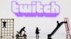 ILUSTRASI - Miniatur taman bermain anak-anak di depan logo Twitch, 4 April 2023. (REUTERS/Dado Ruvic)