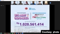 Pertemuan serah terima donasi 1.020.561.414 miliar rupiah yang dikumpulkan oleh BTS Army Indonesia untuk Palestina (dok: Human Initiative)