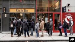 Customers line up for lunch at Goldie Falafel, a restaurant in Philadelphia, Dec. 4, 2023. A protest there Sunday calling for the end of the siege in Gaza drew criticism from Pennsylvania Gov. Josh Shapiro as being a "blatant act of antisemitism."