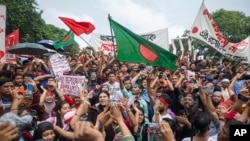 Activists march against Prime Minister Sheikh Hasina and her government to demand justice for the more than 200 people killed in last month's violent demonstrations in Dhaka, Bangladesh, Aug. 2, 2024.