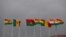 FILE - National flags of the Economic Community of West African States (ECOWAS) member states fly at the Kotoka Internatinal Airport in Accra, Ghana, on September 15, 2020. 