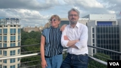 Georgian journalist Nika Gvaramia and his wife Sofia Liluashvili traveled to Washington in October to meet with U.S. lawmakers. Gvaramia sat down with VOA on Oct. 6, 2023. (Liam Scott/VOA) 
