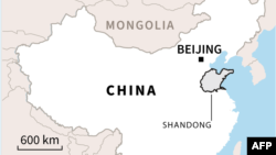 A map showing the location of China's Shandong province.