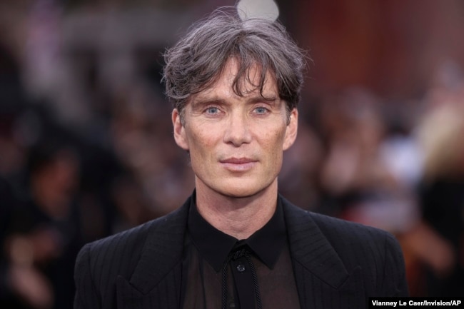 FILE - Actor Cillian Murphy poses at the "Oppenheimer" premiere, July 13, 2023, in London. (Vianney Le Caer/Invision/AP, File)