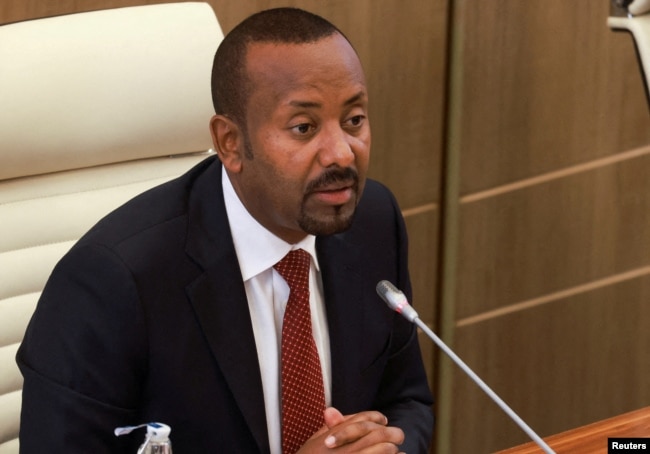 FILE - Ethiopian Prime Minister Abiy Ahmed speaks in parliament during a session to approve the country's 2024-25 budget, in Addis Ababa, July 4, 2024.