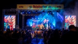 Artists perform on stage at the Sabaidee Fest Lao Hmong Thai Music& Culture Festival in Norco, CA, on March 18, 2023.