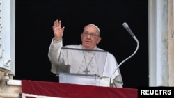 Pope Francis leads the Angelus prayer at the Vatican, January 7, 2024. (Vatican Media/­Handout via REUTERS)