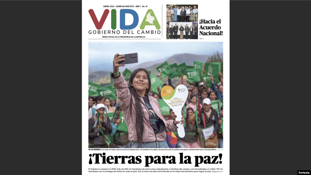 Captura de pantalla de la primera edición de Vida, el periódico del gobierno de Gustavo Petro.