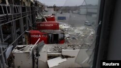A view shows a postal distribution centre of Nova Post company hit by Russian missiles, amid Russia's attack on Ukraine, in the village of Korotych, outside of Kharkiv, Oct. 22, 2023. 