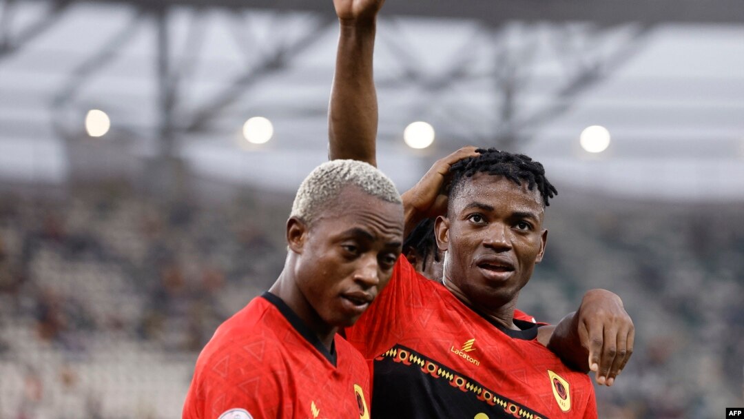 Gélson Dala celebra segundo golo contra a Mauritânia no Estádio da Paz, em Bouaké, Costa do Marfim, CAN 2023, 20 janeiro 2024 
