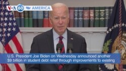 VOA60 America - Biden announces another $9 billion in student debt relief