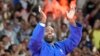 France's Teddy Riner celebrates after defeating South Korea's Min-Jong Kim during their men's +100 kg final match in the team judo competition, at Champ-de-Mars Arena, during the 2024 Summer Olympics, in Paris, France.